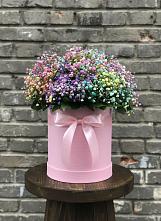 Цветочная композиция из Гипсофила и Розы в шляпной коробке #REPLACE_PRED# Летуново