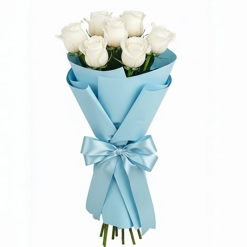 Букет 7 белых роз Проуд в Летуново