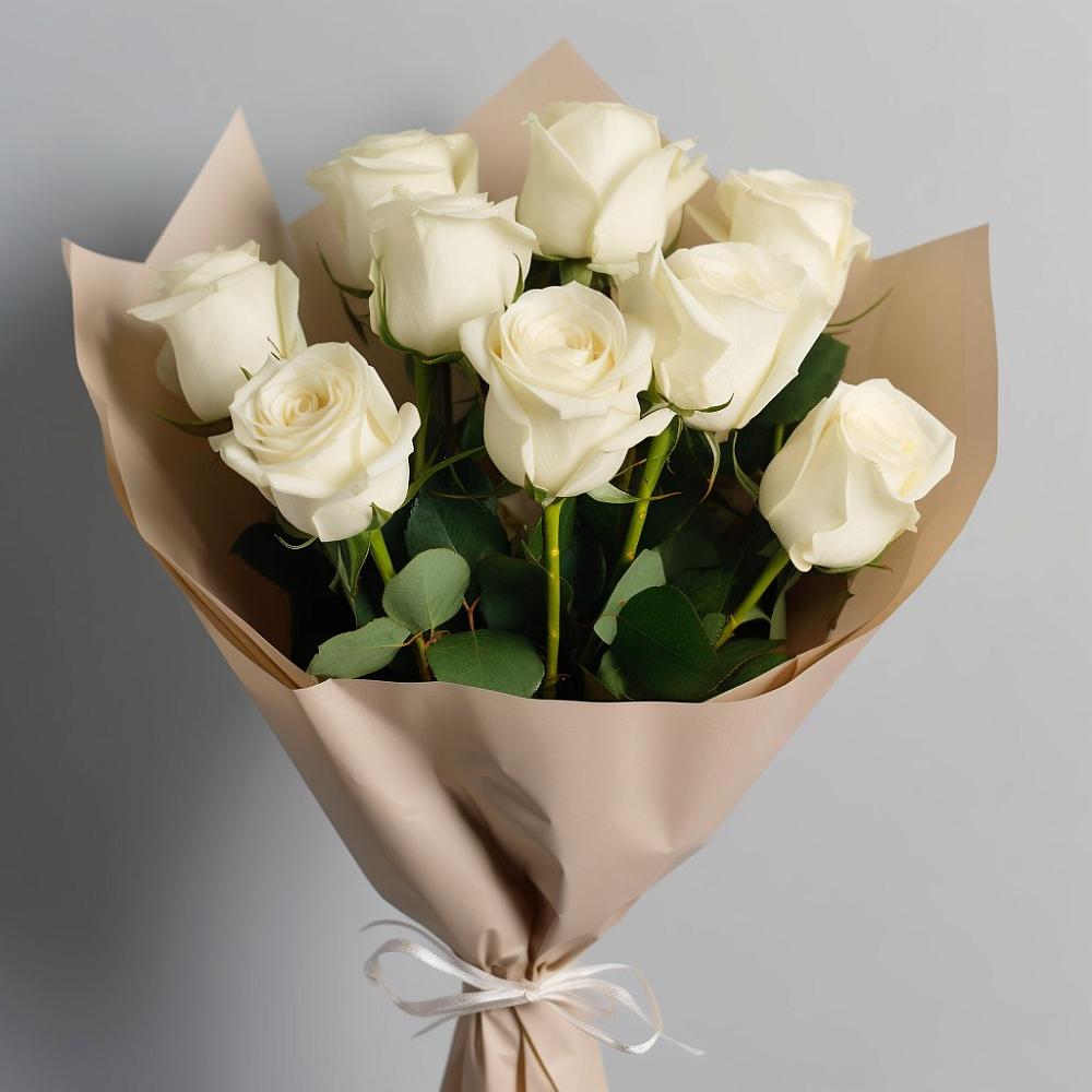 Букет 9 Белых роз Эдлесс Лав в Летуново