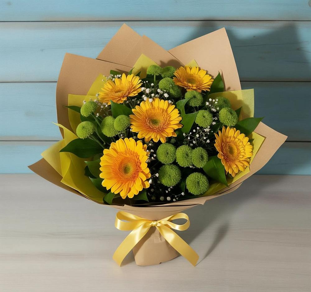 Букет цветов из: Герберы и Хризантемы в Летуново