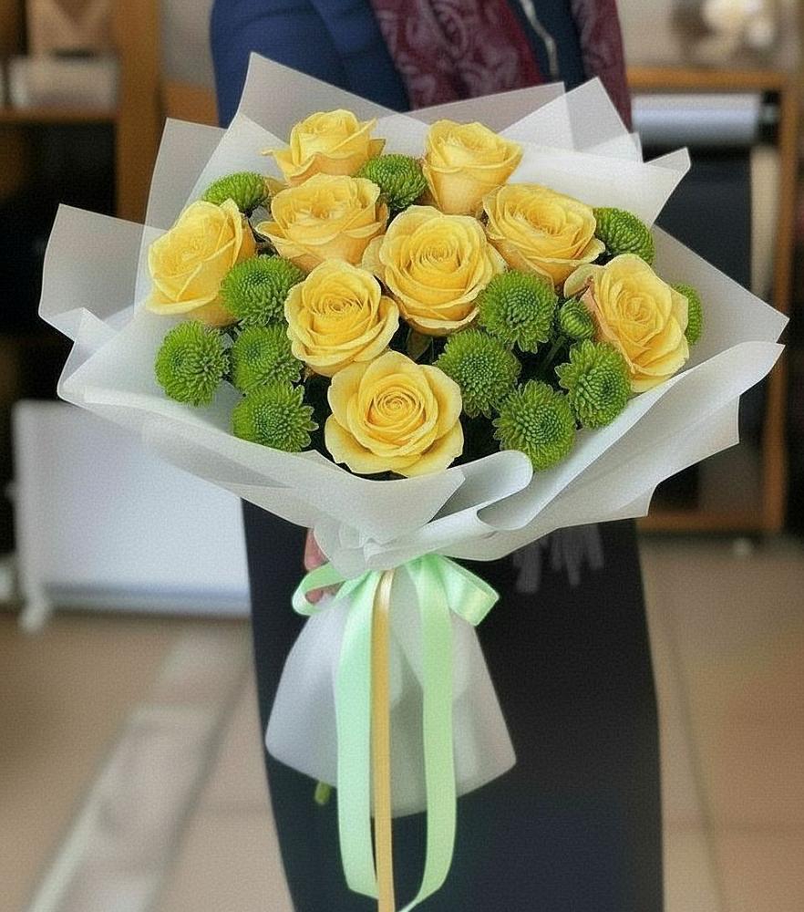 Букет цветов из: Хризантемы и Розы в Летуново