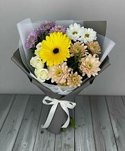 Букет цветов из:  Розы, Герберы и Хризантемы в Летуново