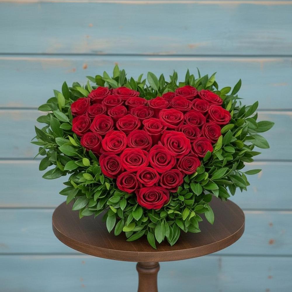 Цветочная композиция из Розы в виде сердца в Летуново