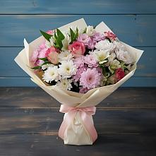 Букет цветов из:  Хризантемы, Альстромерии и Розы #REPLACE_PRED# Летуново