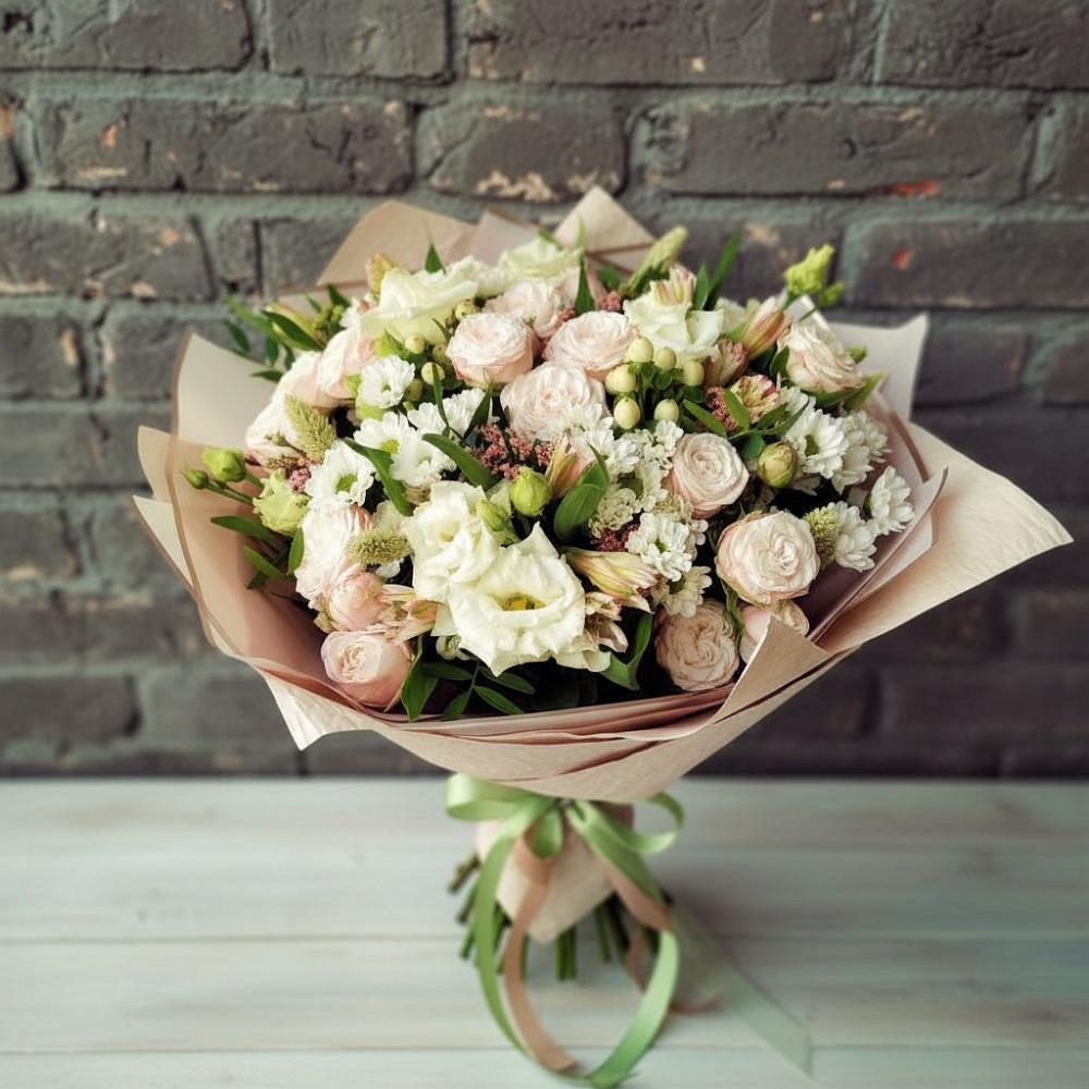 Букет цветов из: Альстромерии, Розы и Хризантемы в Летуново
