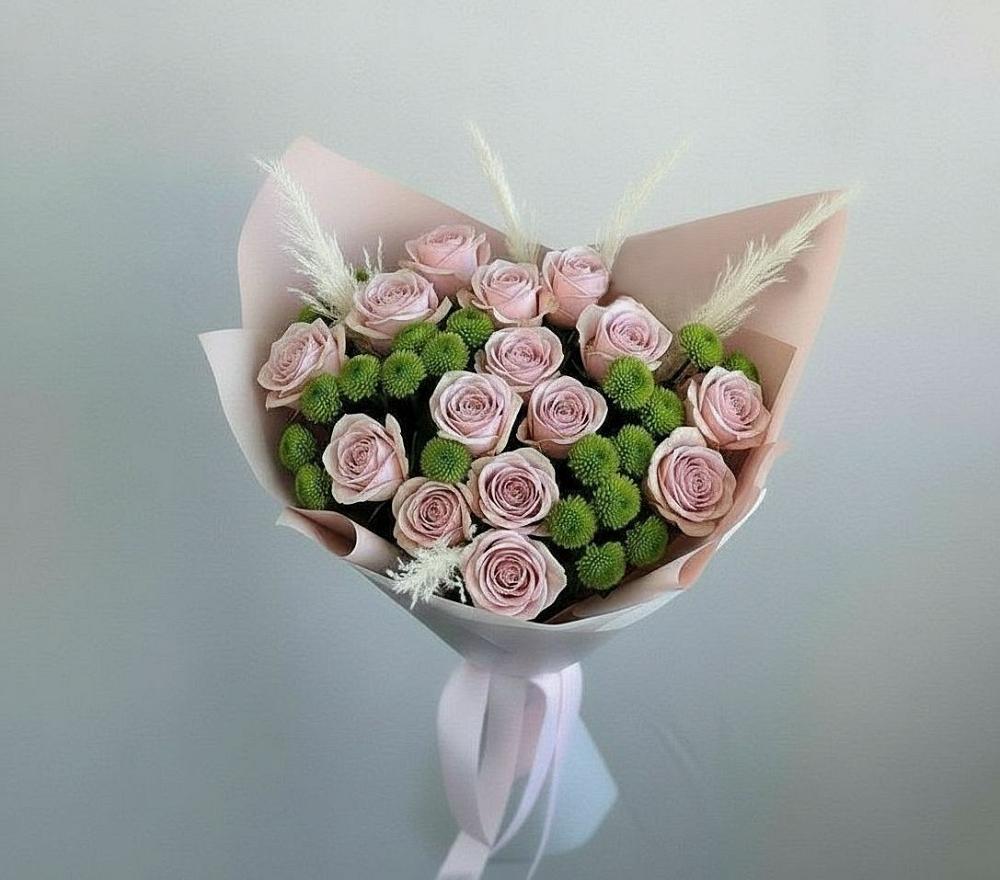 Букет цветов из: Розы и Хризантемы в Летуново