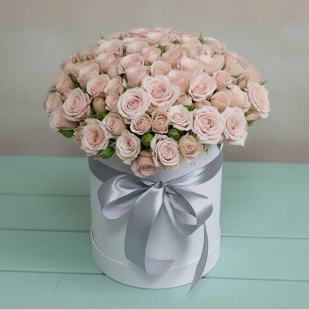 Цветочная композиция из Розы в шляпной коробке в Летуново